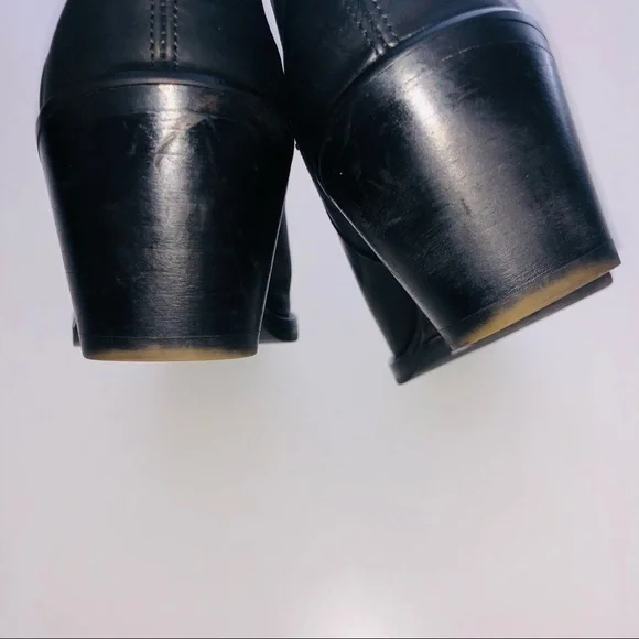 All Saints Black Leather Utilitarian Western Ankle Boots/Booties size 40 | US 10 - Picture 7 of 13
